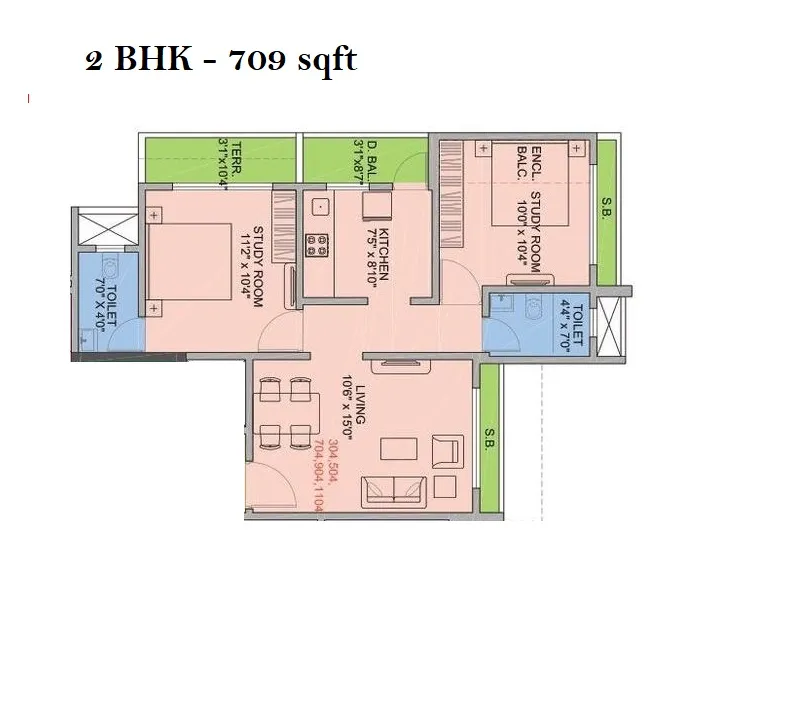 Somani Dream Home Unit plan - 709 sq.ft.