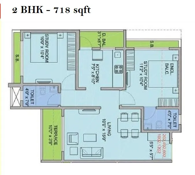 Somani Dream Home Unit plan - 718 sq.ft.