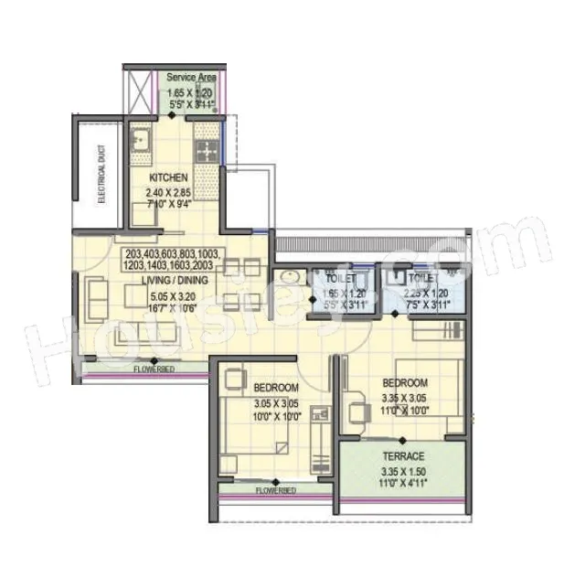 Somani Towers Unit plan - 675 sq.ft.