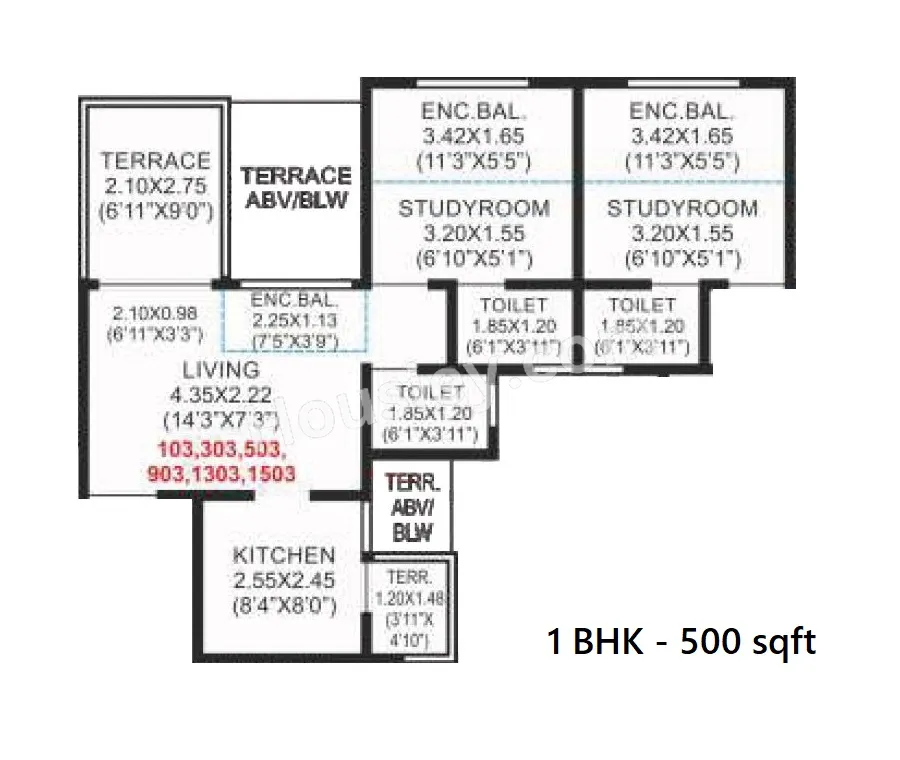 Sonigara Presidency Unit plan - 500 sq.ft.
