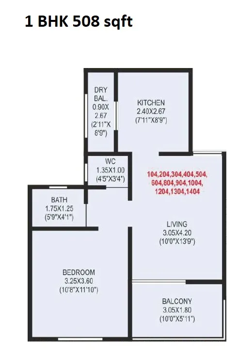 Sonigara Presidency Unit plan - 508 sq.ft.