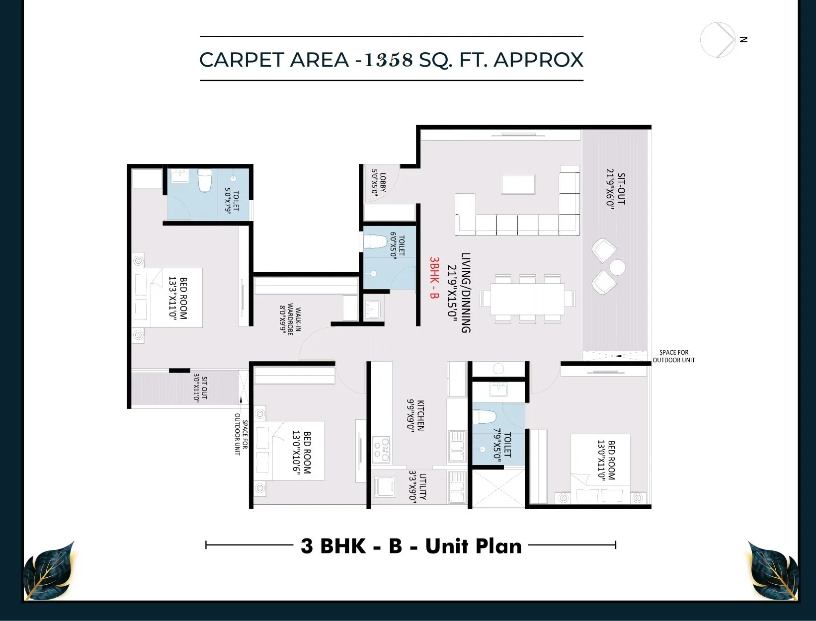 Space 37 Grandstand Unit plan - 1358 sq.ft.