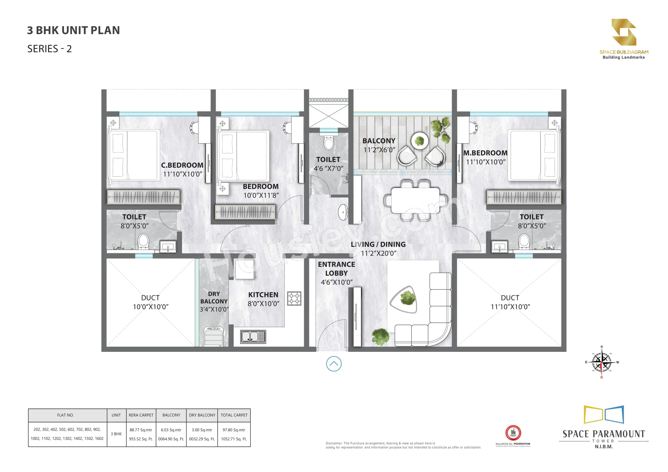Space Paramount Tower Unit plan - 1052 sq.ft.