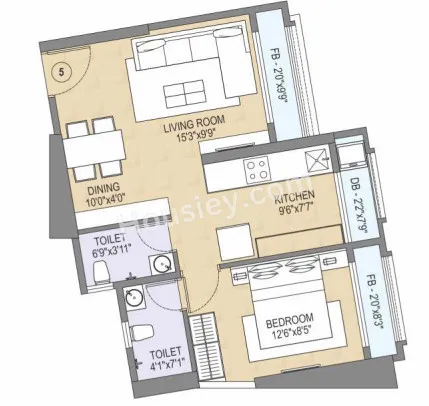 Space Skylark Unit plan - 539 sq.ft.