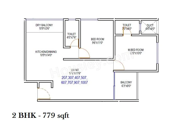 Sparkle Youthika Unit plan - 779 sq.ft.