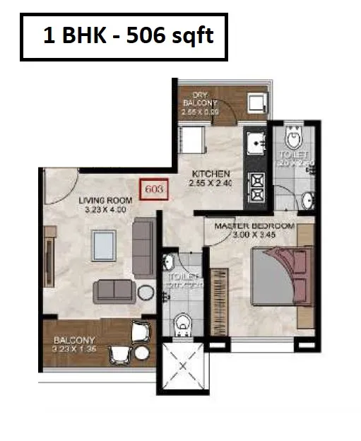 Sheth Splendour Greens Unit plan - 506 sq.ft.