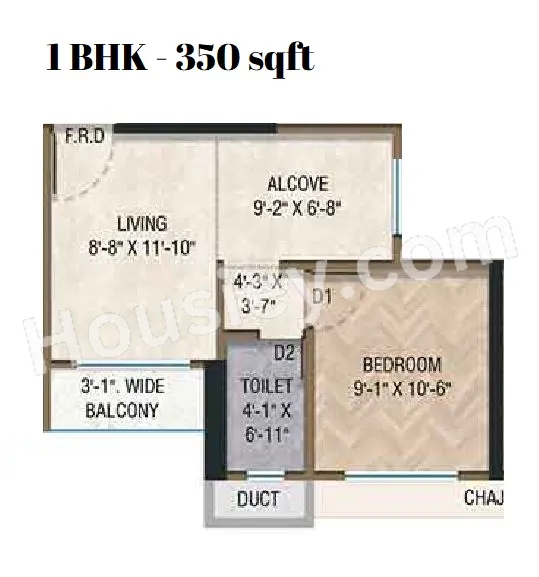 Squarefeet Maha Mauka Unit plan - 350 sq.ft.