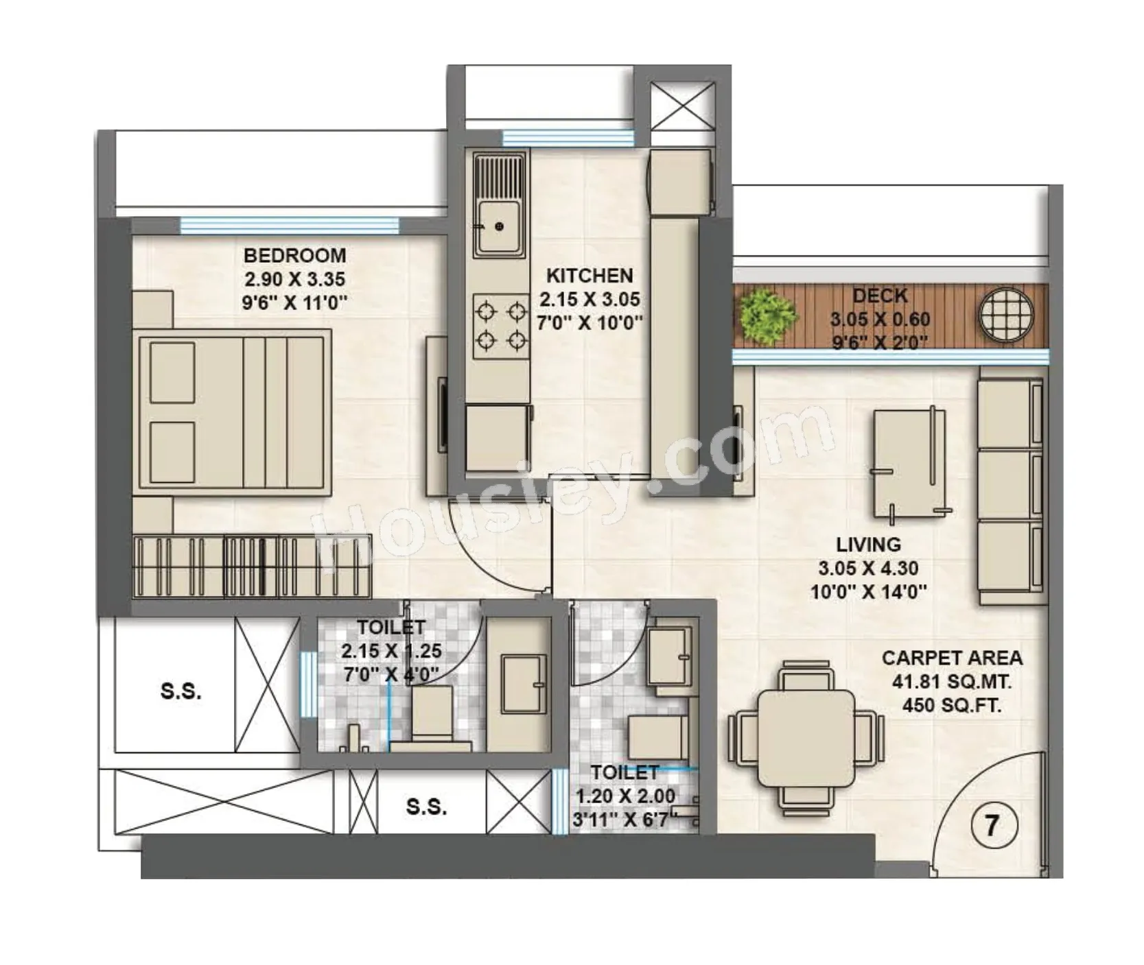 Srishti Oasis Unit plan - 450 sq.ft.