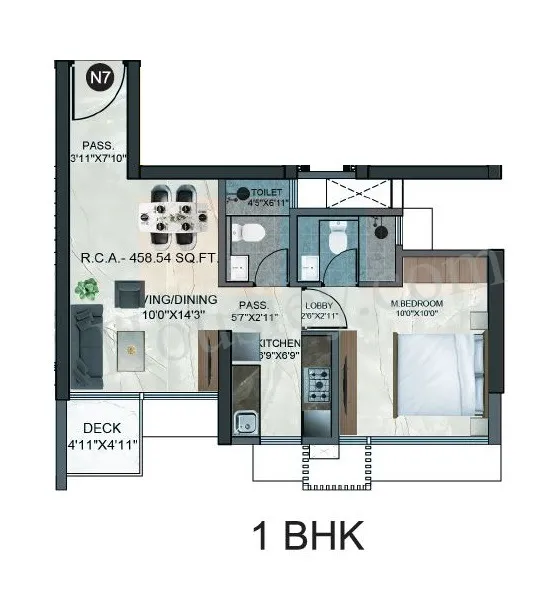 Sunbeam Limelight Unit plan - 459 sq.ft.