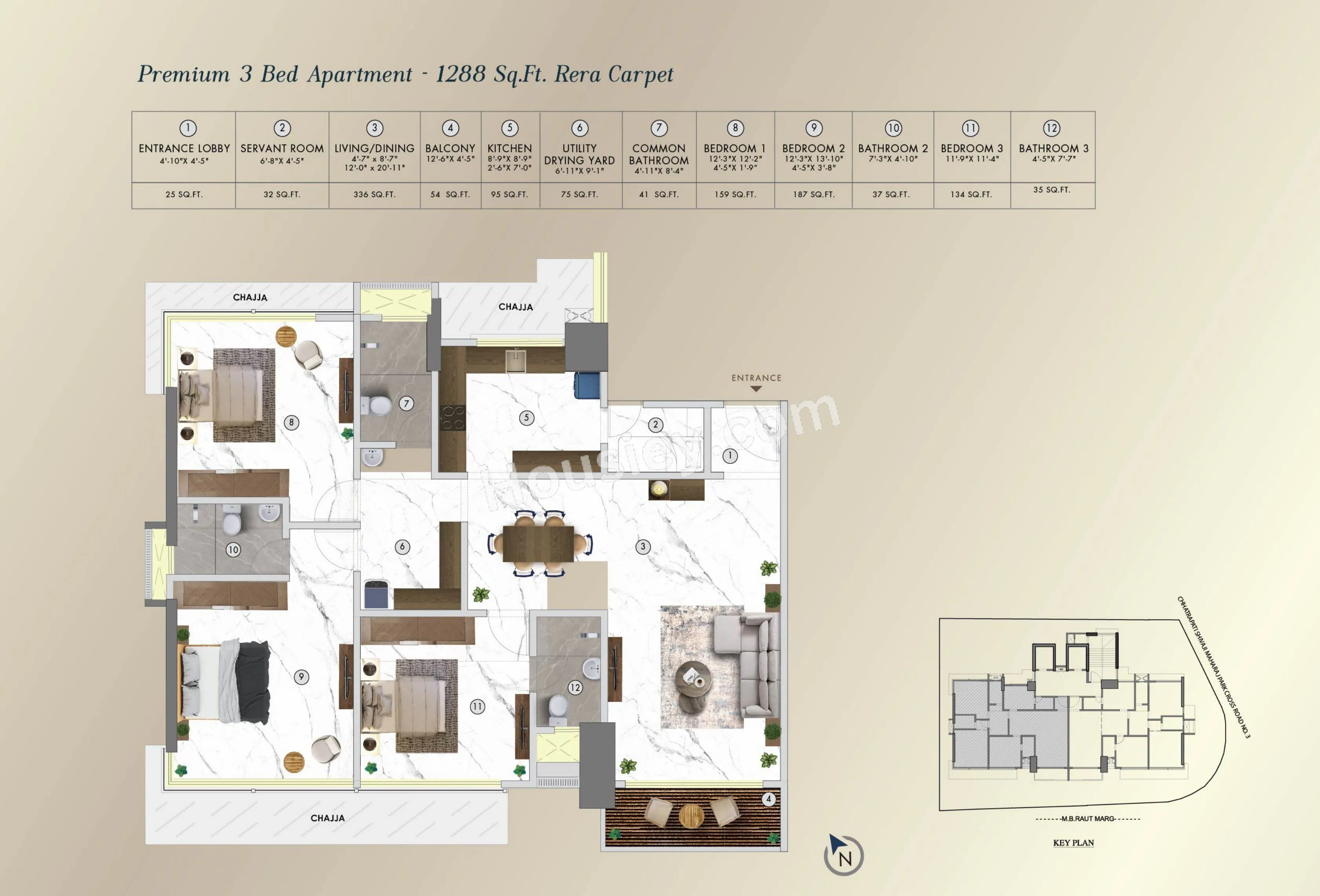 Sugee Vijayshree Unit plan - 1288 sq.ft.
