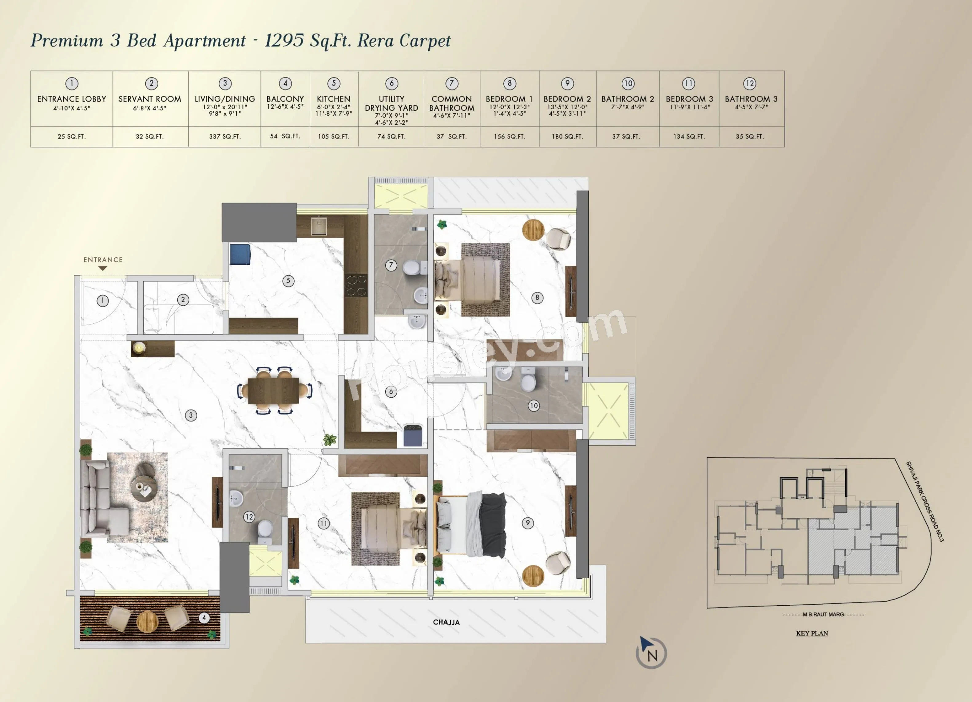 Sugee Vijayshree Unit plan - 1295 sq.ft.