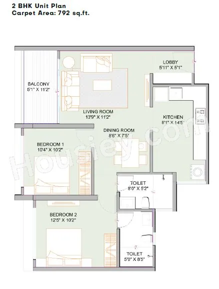 Sukhwani Ambar Unit plan - 792 sq.ft.
