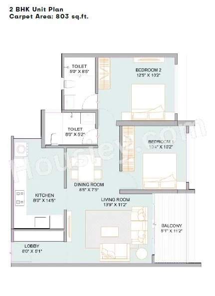 Sukhwani Ambar Unit plan - 803 sq.ft.