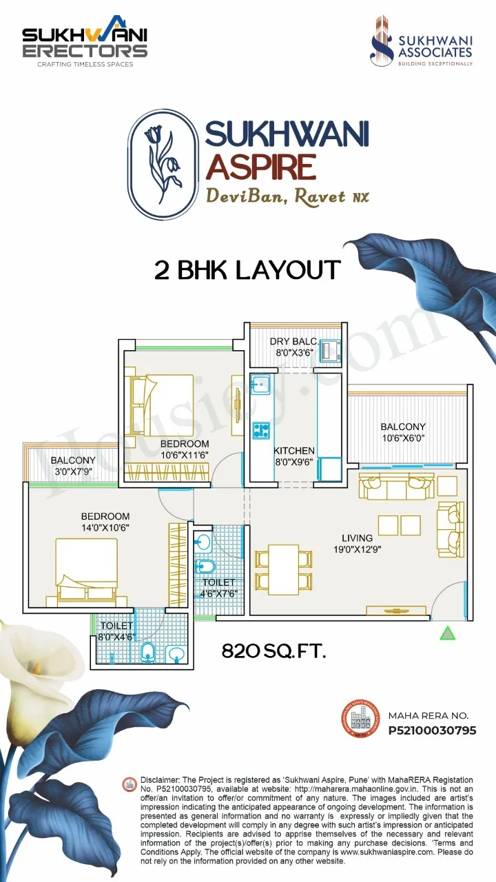 Sukhwani Aspire Unit plan - 821 sq.ft.