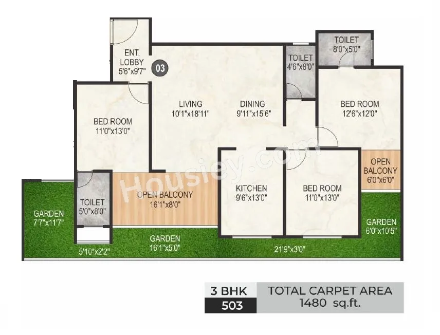 Sukhwani Celaeno Unit plan - 1480 sq.ft.