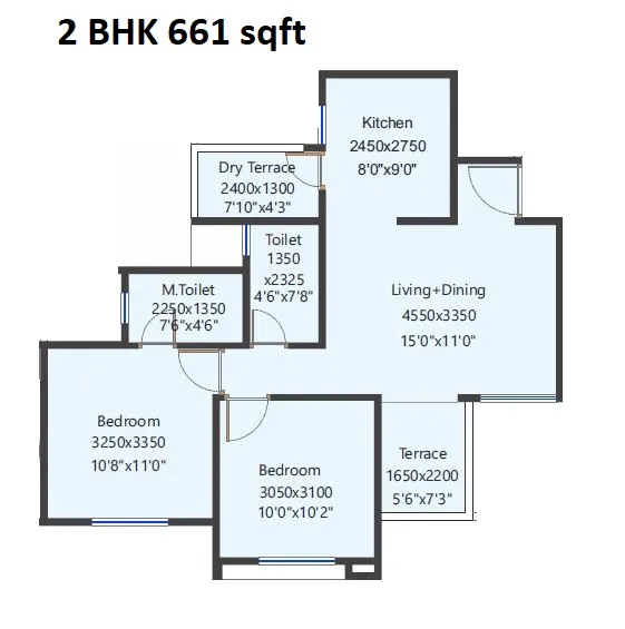 Sukhwani Highlands Unit plan - 661 sq.ft.
