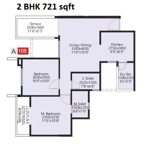 Sukhwani Highlands Unit plan - 721 sq.ft.
