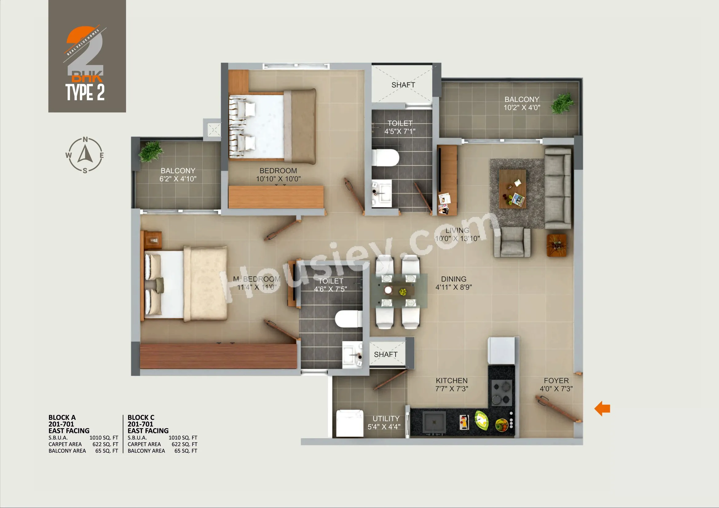 Sumadhura Aspire Amber Unit plan - 686 sq.ft.