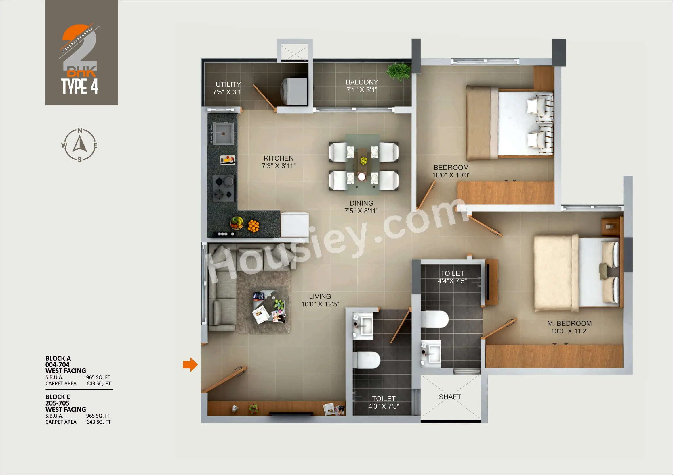 Sumadhura Aspire Amber Unit plan - 656 sq.ft.
