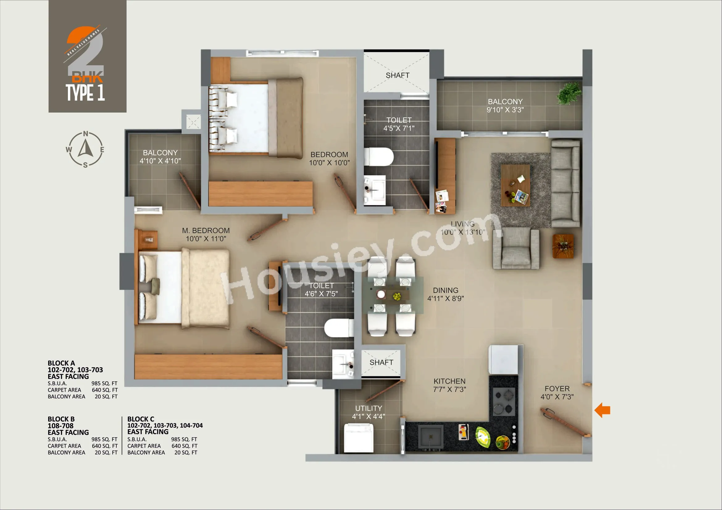 Sumadhura Aspire Amber Unit plan - 669 sq.ft.