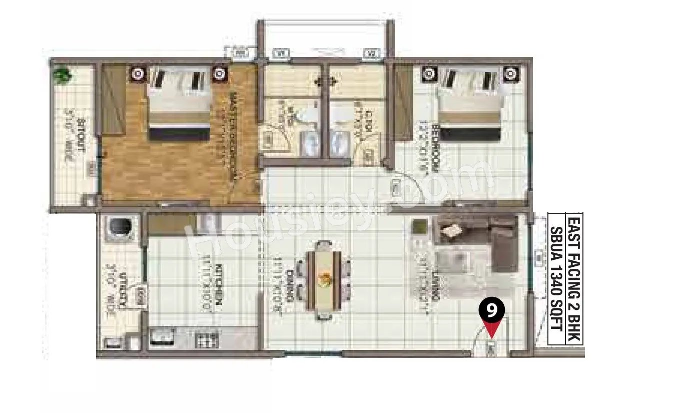 Sumadhura Horizon Unit plan - 938 sq.ft.