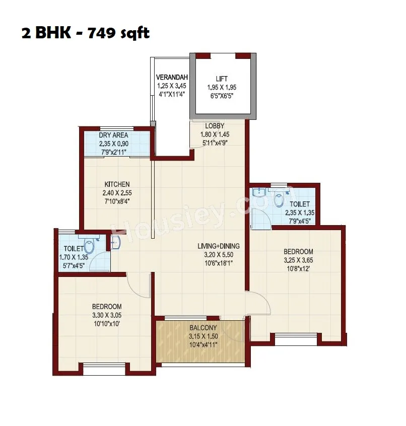 Suman Kunj Unit plan - 749 sq.ft.
