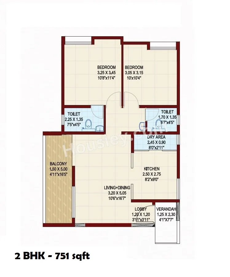Suman Kunj Unit plan - 750 sq.ft.