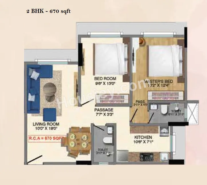 Sumit Gurukrishna Unit plan - 670 sq.ft.