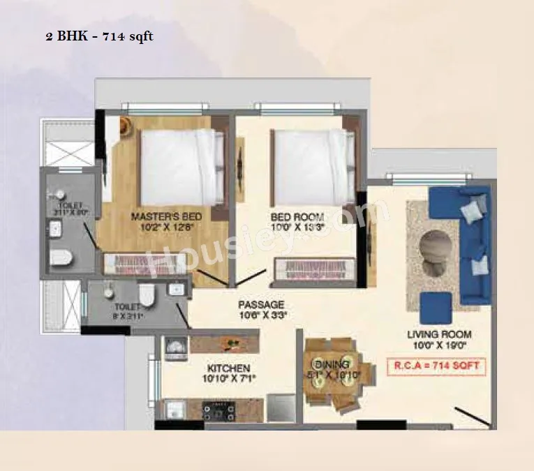 Sumit Gurukrishna Unit plan - 714 sq.ft.