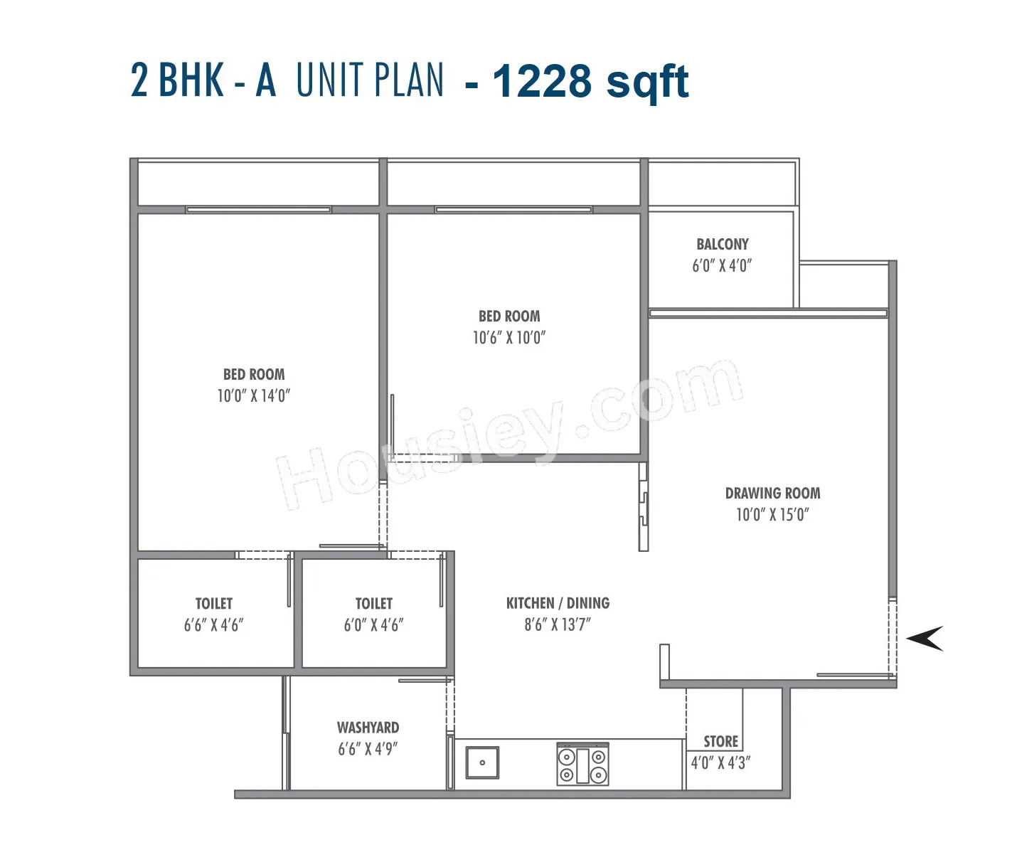 Sun Atmosphere Unit plan - 1228 sq.ft.
