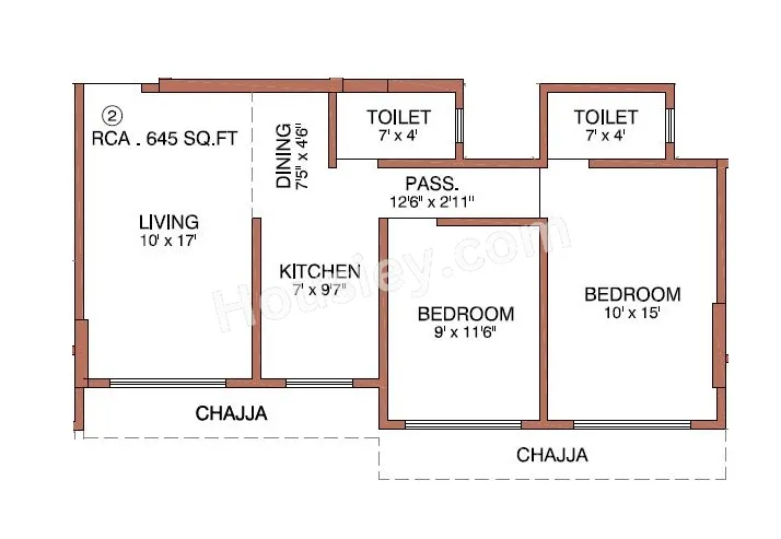 Sun Sumit Deepshal Unit plan - 645 sq.ft.