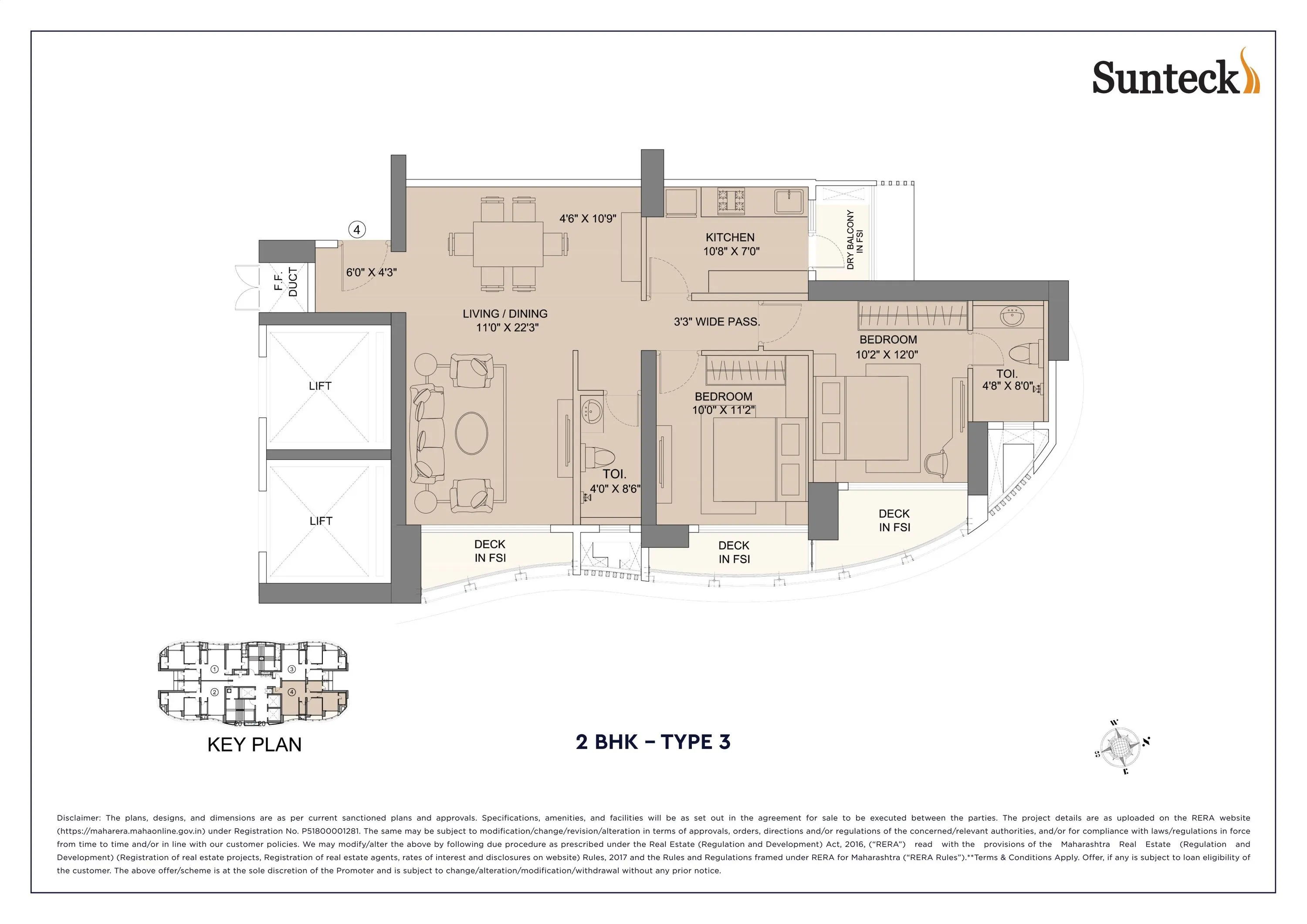 Sunteck City Avenue 1 Unit plan - 921 sq.ft.