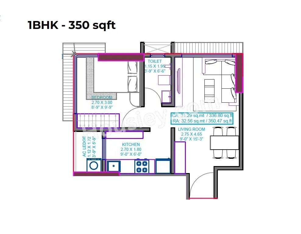 Suraj Eterna Unit plan - 350 sq.ft.