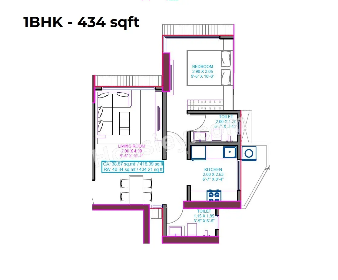 Suraj Eterna Unit plan - 434 sq.ft.