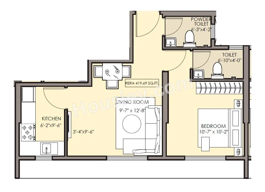 Unit plan - 419 sq.ft.