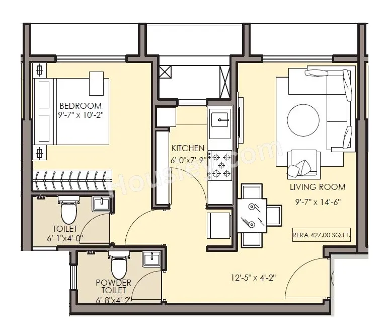 Sushanku 36 Avenue Unit plan - 427 sq.ft.