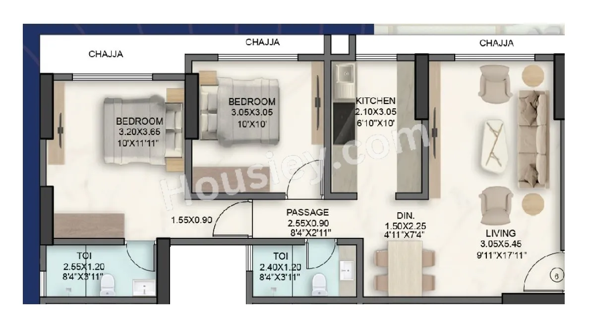 Sushanku 37 Avenue Unit plan - 613 sq.ft.