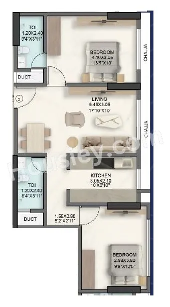 Sushanku 37 Avenue Unit plan - 637 sq.ft.