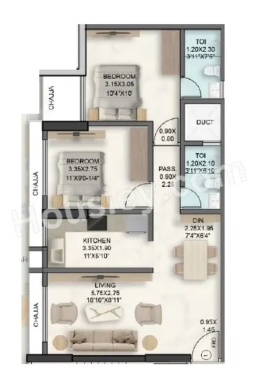 Sushanku 37 Avenue Unit plan - 649 sq.ft.
