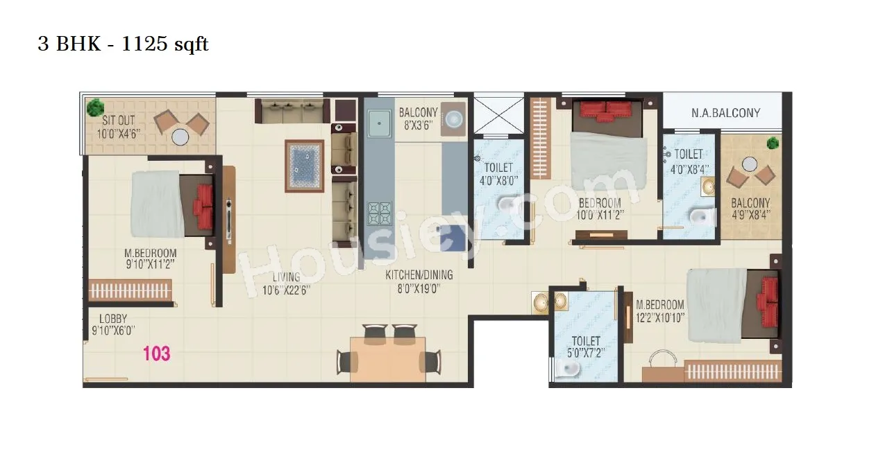 Swaraj Paradise Unit plan - 1125 sq.ft.