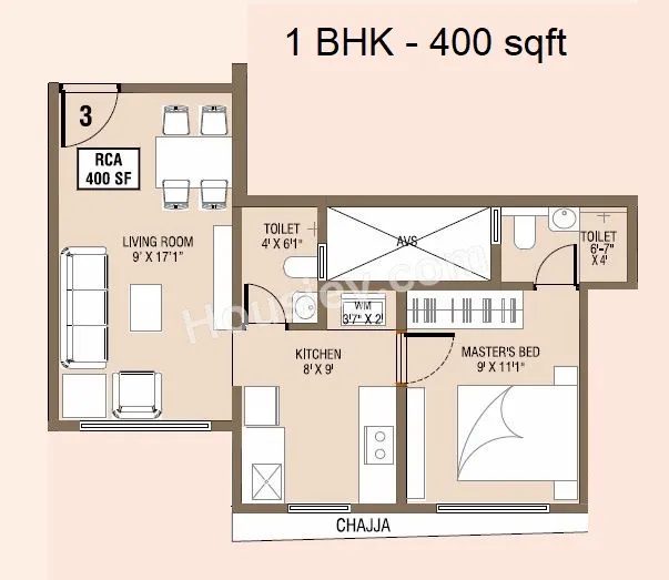 Swastik Coral Unit plan - 400 sq.ft.
