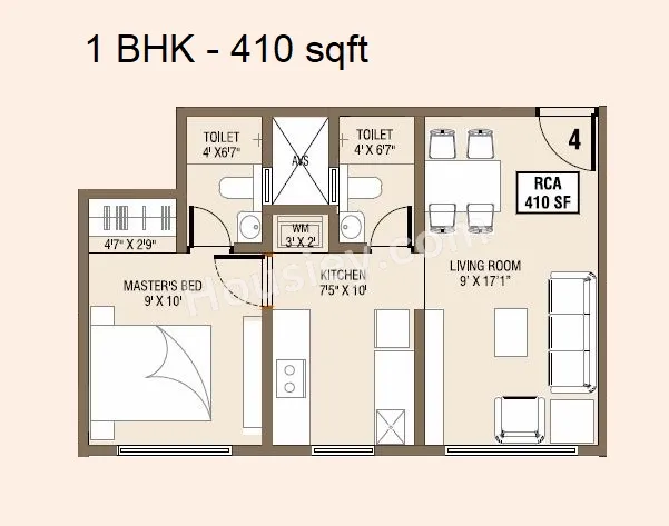 Swastik Coral Unit plan - 410 sq.ft.