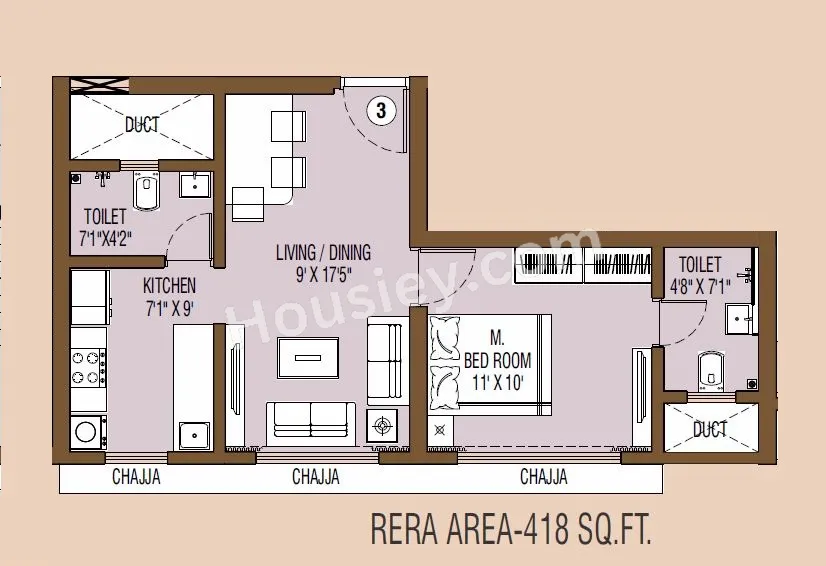 Unit plan - 418 sq.ft.