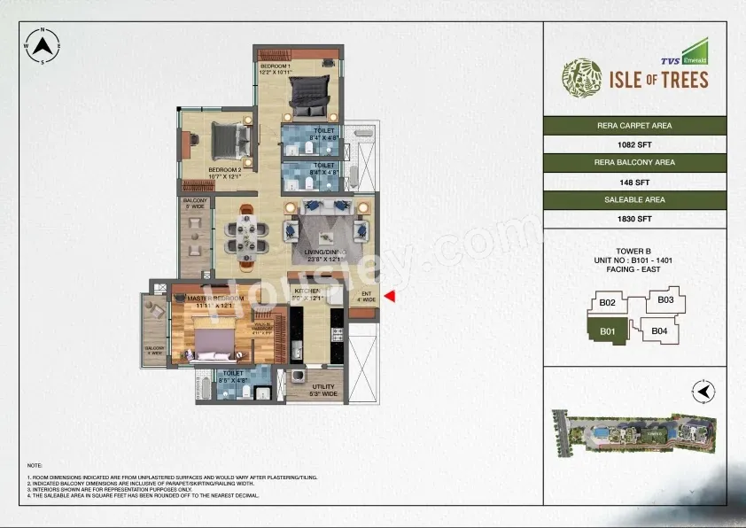 TVS Isle Of Trees Unit plan - 1209 sq.ft.