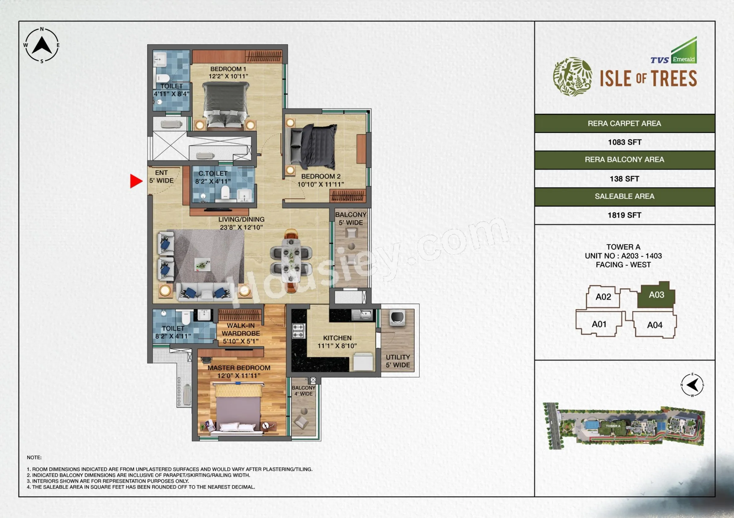 TVS Isle Of Trees Unit plan - 1218 sq.ft.