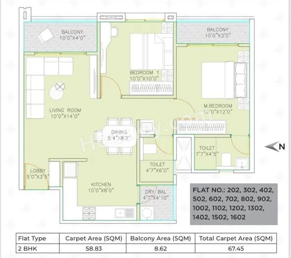 Tatva 24 Life Bliss Unit plan - 726 sq.ft.