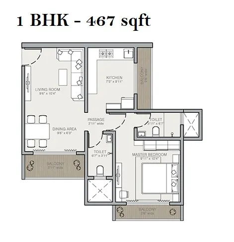 Techton Akhand Unit plan - 467 sq.ft.
