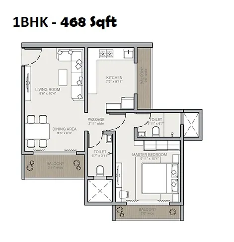 Techton Akhand Unit plan - 468 sq.ft.