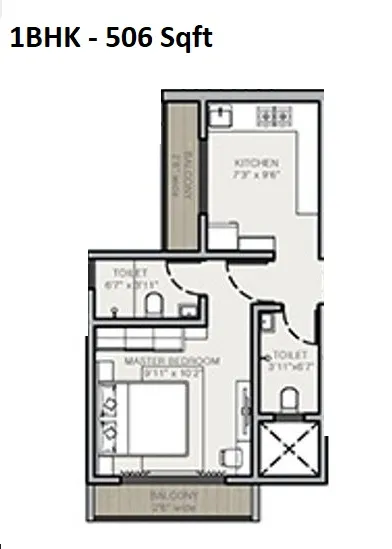 Techton Akhand Unit plan - 506 sq.ft.