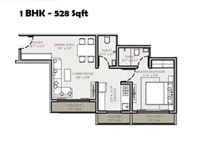 Techton Akhand Unit plan - 528 sq.ft.